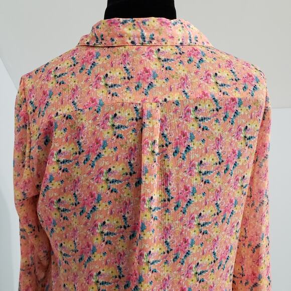 Kut From The Kloth Floral Tab Sleeve Cut Out Top Medium Casual Office Career - Picture 9 of 11